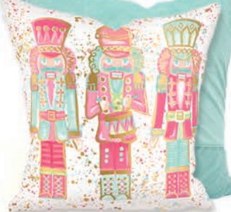 Pink and Mint Nutcracker Pillow