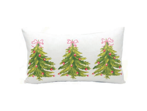 Pink Ribbon Christmas Trees Pillow